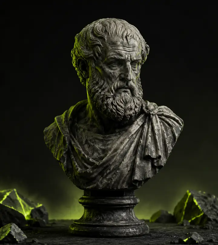 Philosopher bust concept image for image to 3D