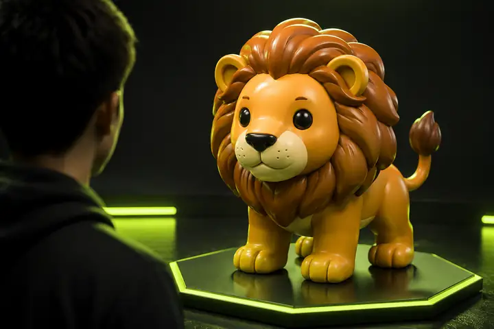 Repaired watertight toy lion model