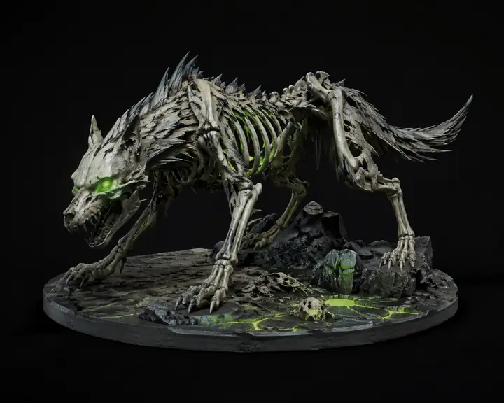 Skeleton wolf miniature before auto split