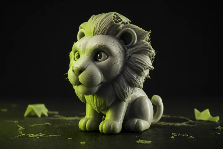 Toy lion before print repair