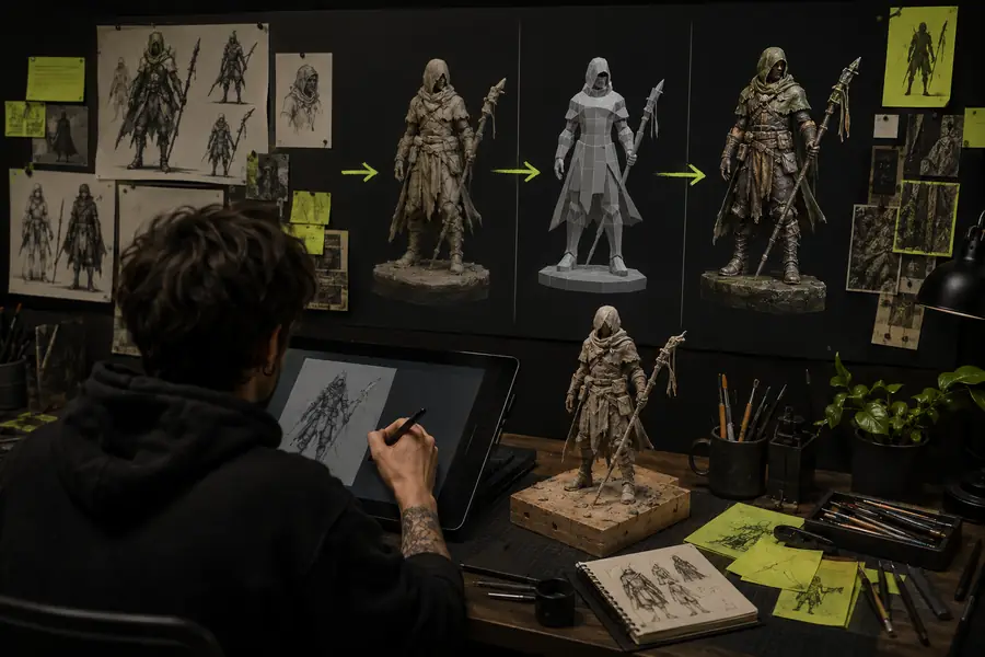 A generated 3D asset shown in a modeling workflow