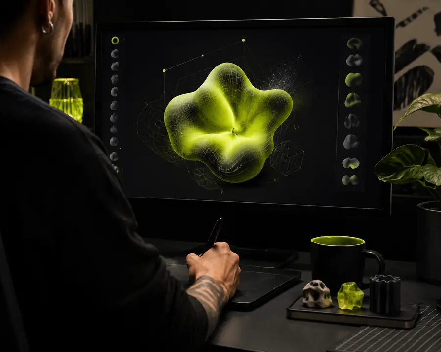 Browser-based Meshy AI 3D generation workspace